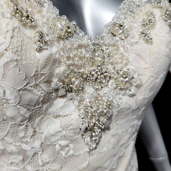 NWT~$2750~KENNETH WINSTON~6/8~IVORY EMBELLISHED LACE WEDDING DRESS BRIDAL GOWN - Picture 8 of 16